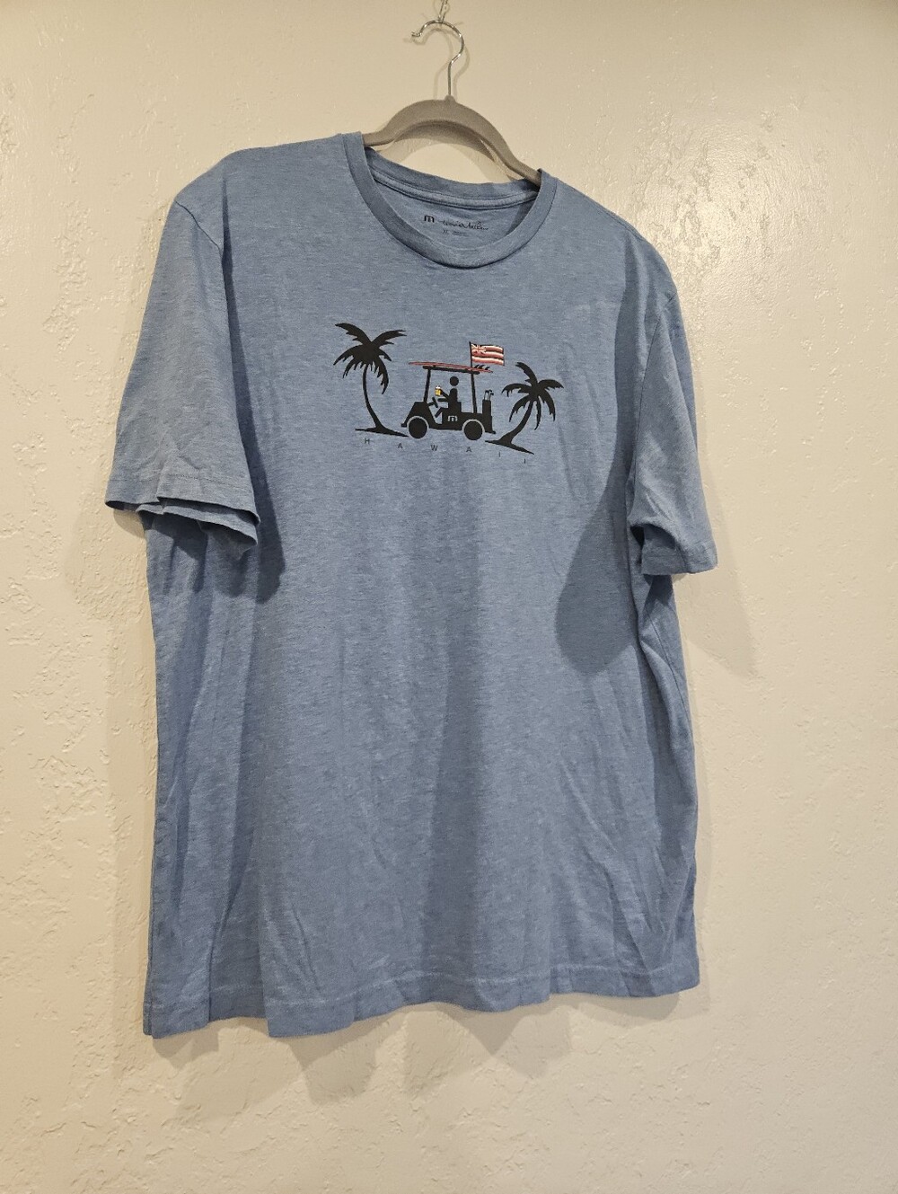 Travis Mathew Blue 100% Pima Cotton Golf Cart Hawaii Destination TShirt Men's XL
